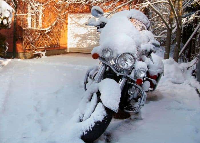 Motorcycle Covered with Snow