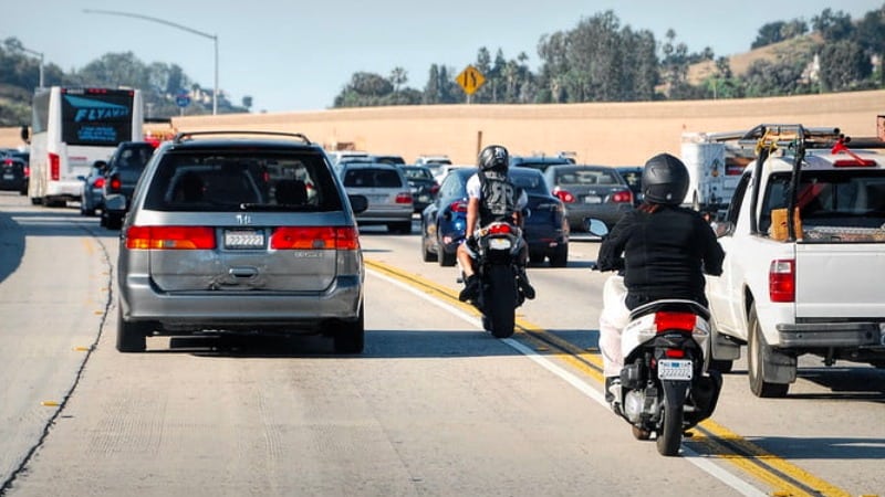 Motorcyclists Filtering Traffic