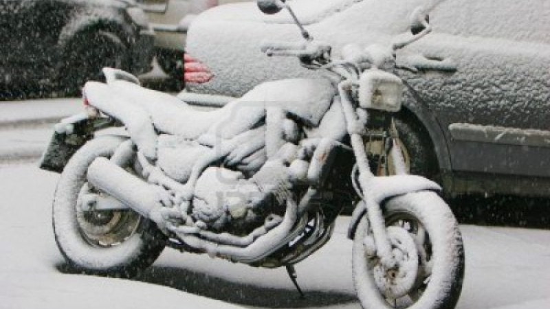 Motorcycle in Snowfall