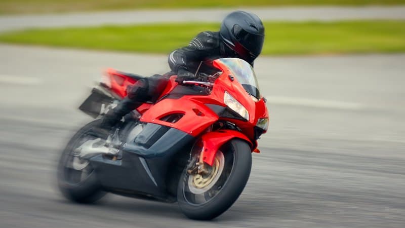 High speed motorcycle on racing track