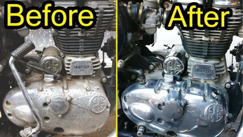 Royal Enfield Engine Chrome Cleaning