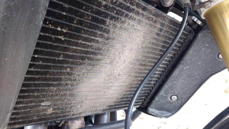 Dirty Motorcycle Radiator Grill